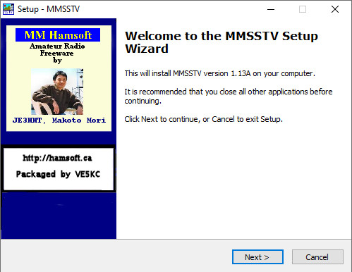 MMSSTV Setup Wizard welcome screen
