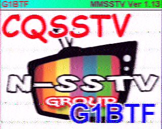 G1BTF N-SSTV CQ image on 17 metres