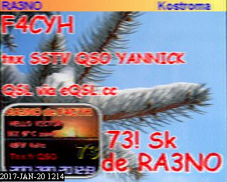 SSTV image from RA3NO Victor for F4CYH