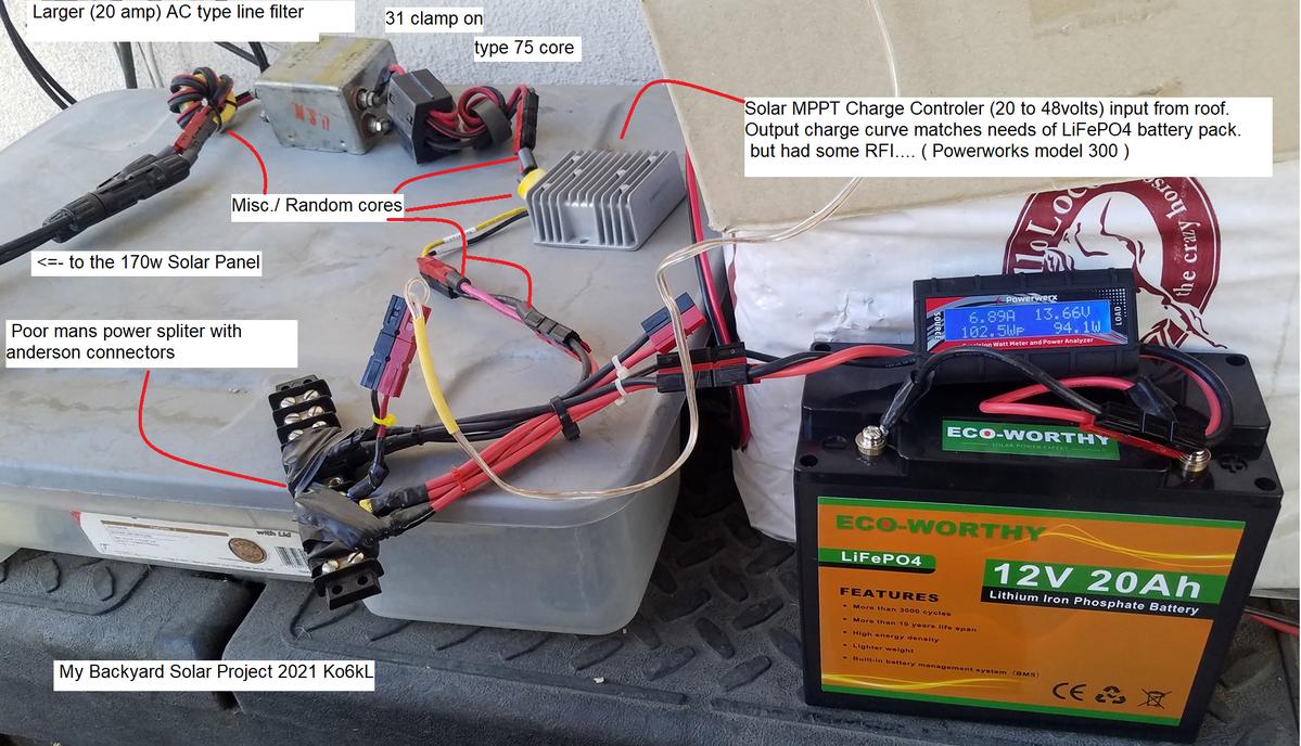 KO6KL off-grid solar power experiment for amateur radio equipment